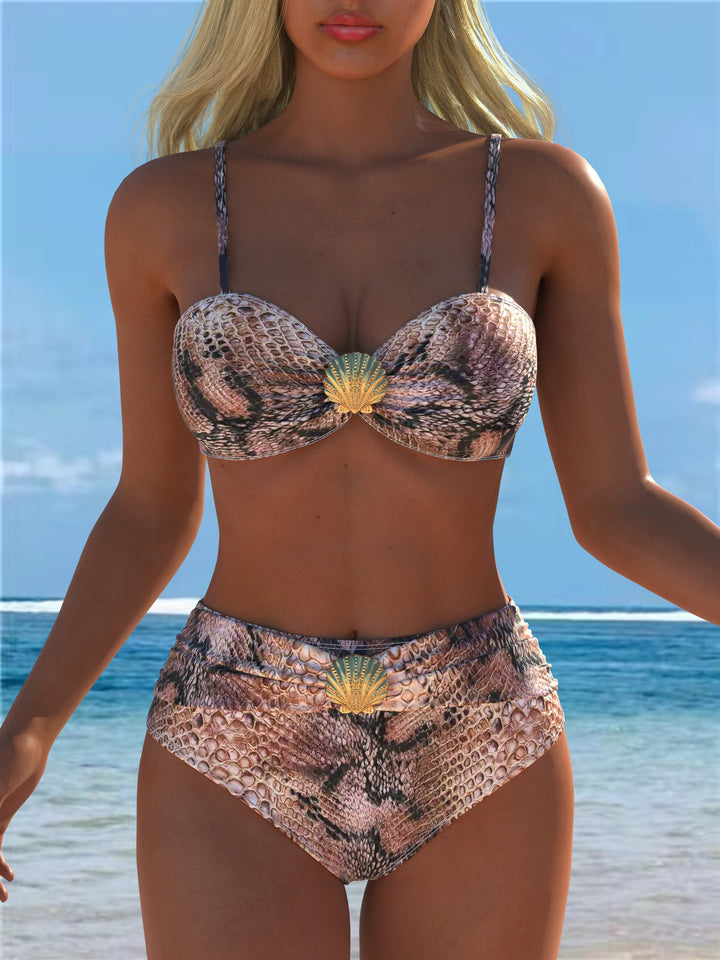 Damen Bikini-Set mit elegantem Balconette-Oberteil und hoch geschnittenen Höschen Drune
