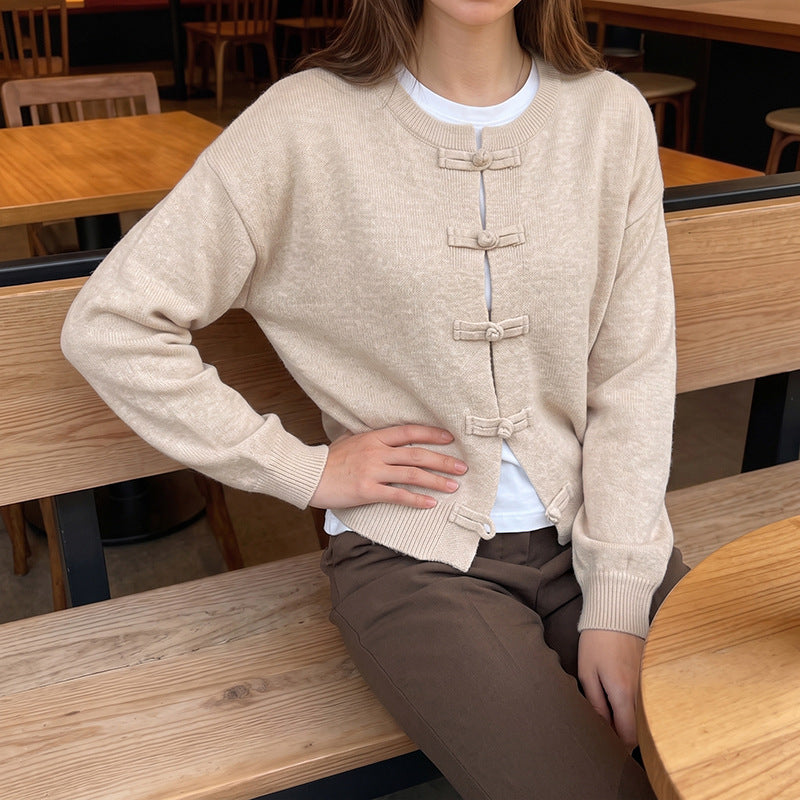 Damen Elegante Strickjacke mit Knopfdetails Drune