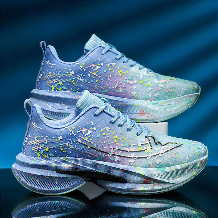 Unisex künstlerische Laufsneaker mit farbspritz-Design, sockenähnlichem Einstieg und gedämpfter Hohlkern-Zwischensohle Drune