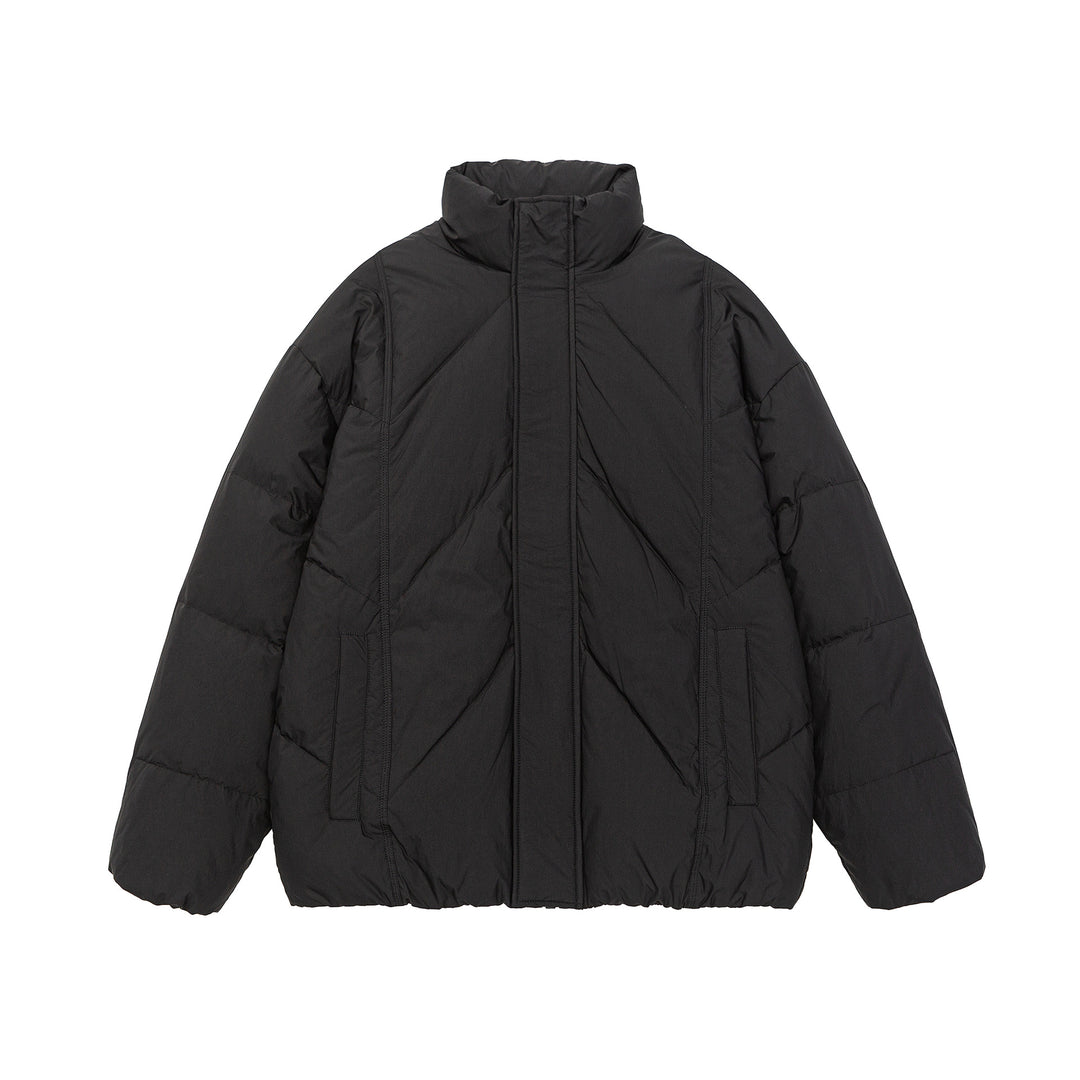 Unisex Oversized gesteppte Winterjacke mit hohem Stehkragen und verdecktem Reißverschluss Drune