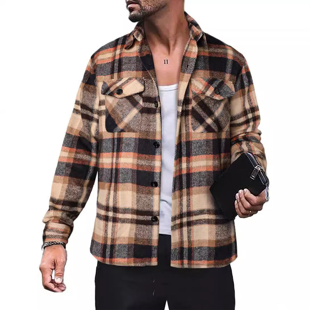 Herren Flanellhemd mit Karomuster und funktionalen Taschen Drune