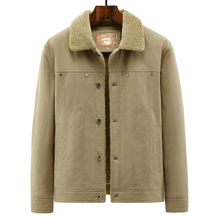 Herren Truckerjacke im Overshirt-Stil mit Sherpa-Futter und Hemdkragen Drune