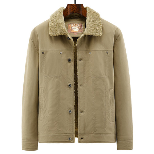 Herren Truckerjacke im Overshirt-Stil mit Sherpa-Futter und Hemdkragen Drune