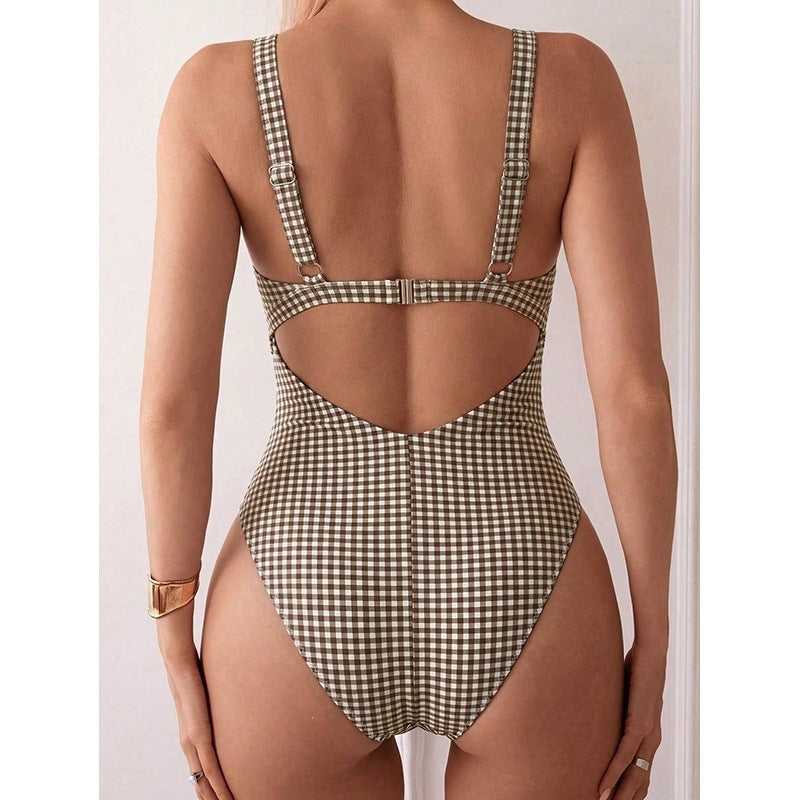 Damen Einteiler Badeanzug mit verspieltem Knoten und raffiniertem Cut-Out Drune