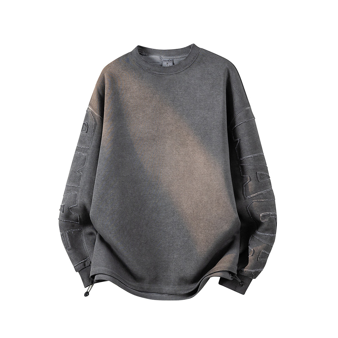 Damen Oversize-Sweatshirt mit gesticktem Schriftzug, abgerundetem Saum & überschnittener Schulter Drune