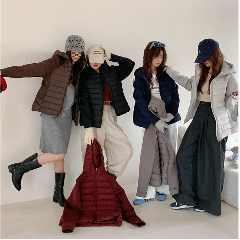 Damen Innovative Hybridjacke mit hohem Kragen und abnehmbarer Kapuze Drune