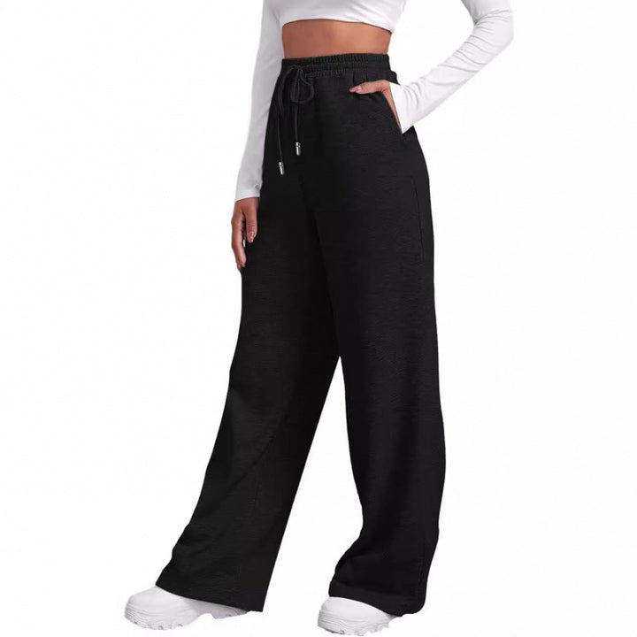 Damen nan fließende High-Waist Palazzo-Loungehose aus leichtem Jersey mit Elastikbund und praktischen Eingrifftaschen Drune