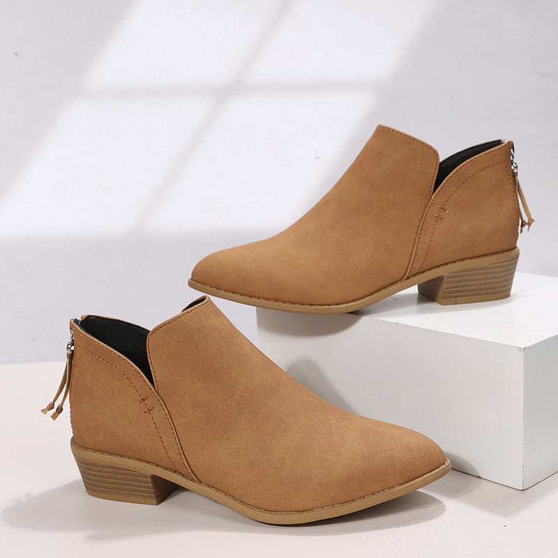 Damen nan spitz zulaufende Schlupf-Ankleboots mit kleinem Blockabsatz und ergonomischem Komfortfußbett Drune