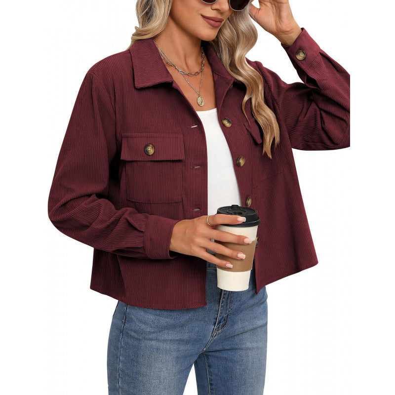 Damen modische Overshirt-Jacke mit strukturiertem Stoff Drune