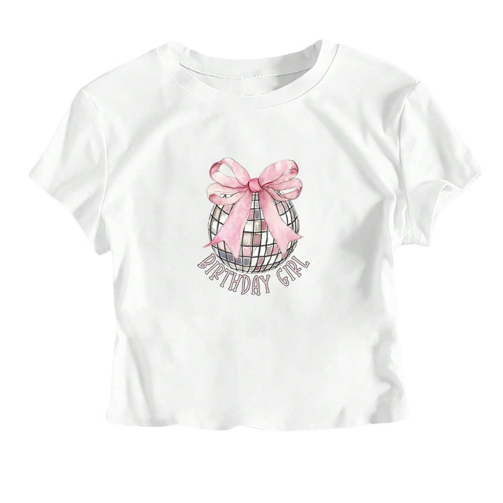 Damen Crop-T-Shirt mit festlichem Geburtstagsthema Drune