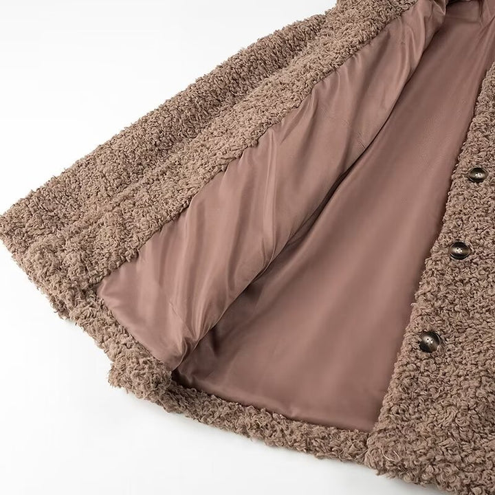 Damen nan kuschelige Teddyjacke mit Hemdkragen Druckknopfverschluss und wärmender Wattierung Drune