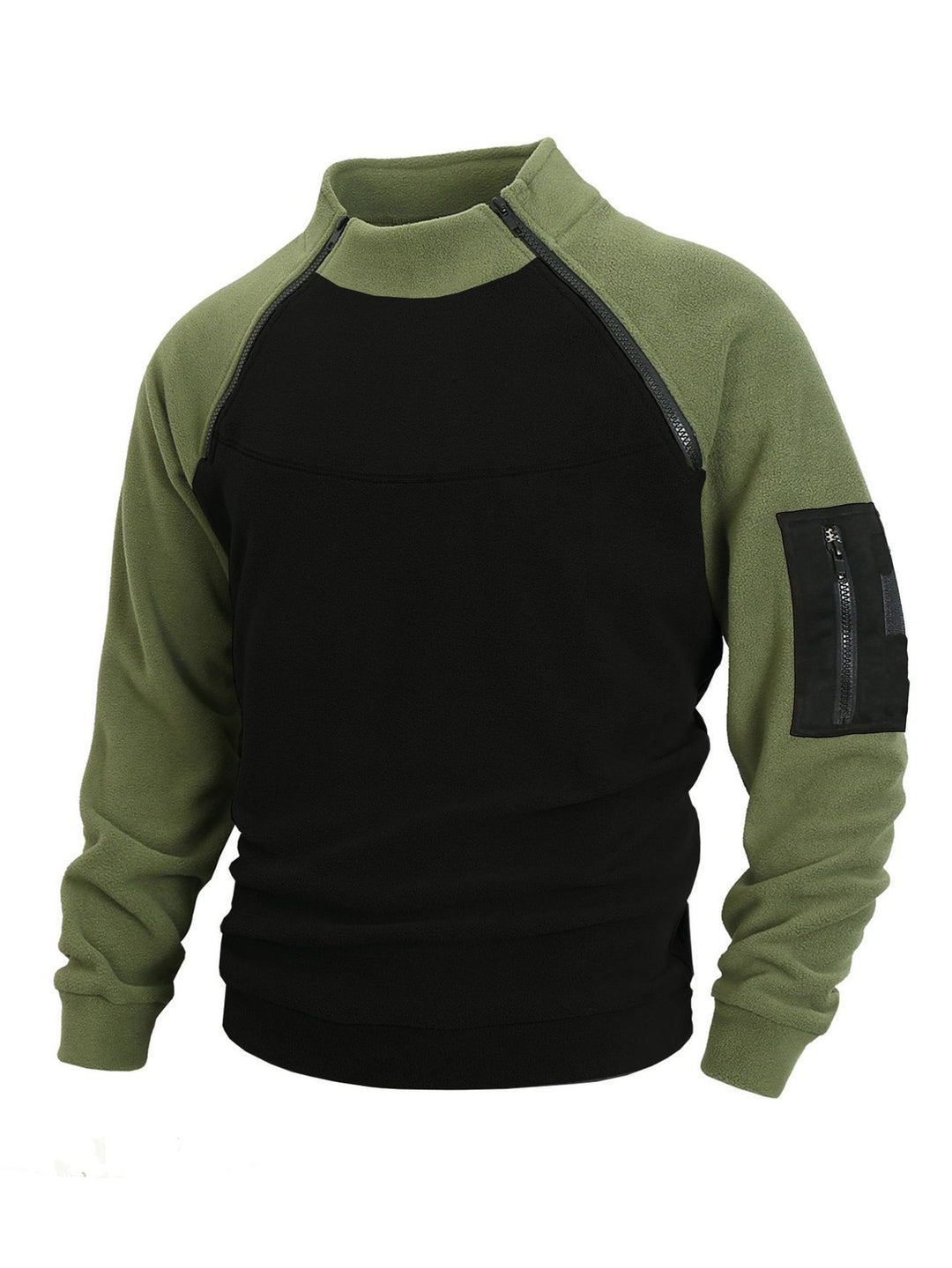 Herren technischer Fleece-Halbzip-Pullover mit asymmetrischen Schulterreißverschlüssen und Reißverschluss-Ärmeltasche Drune