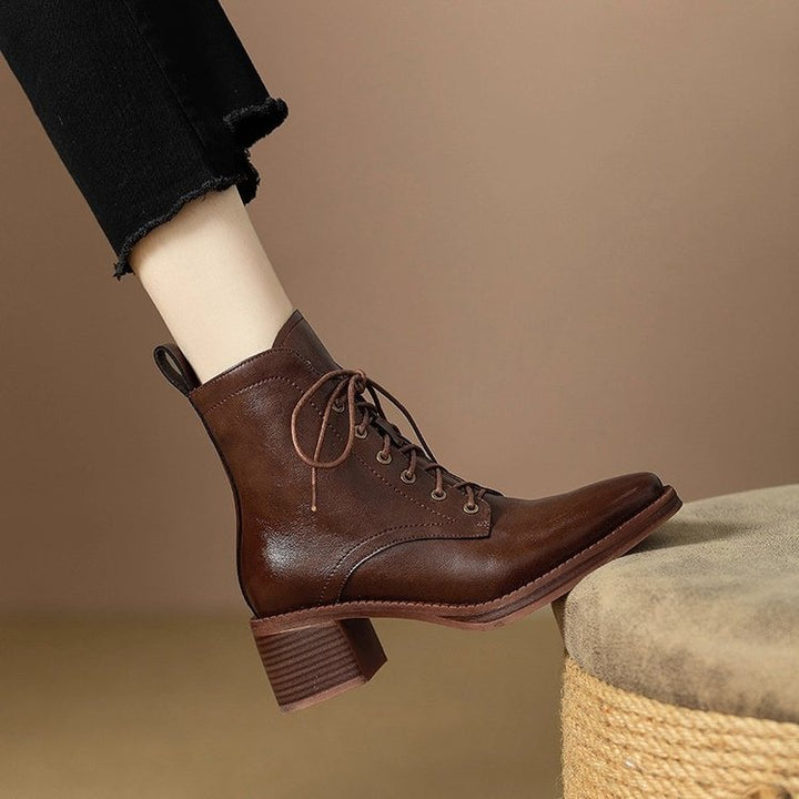 Damen Elegante Schnürstiefeletten mit Blockabsatz Drune
