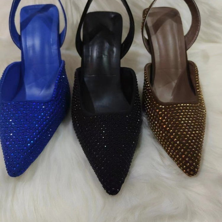 Damen Slingback-Pumps mit funkelndem Strass-Akzent und elegantem spitzem Design Drune