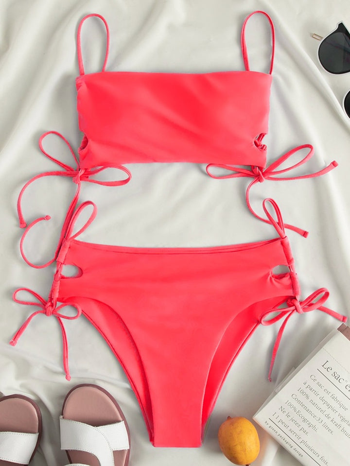 Damen Zweiteiler Bikini Set mit modischen Schnürdetails Drune