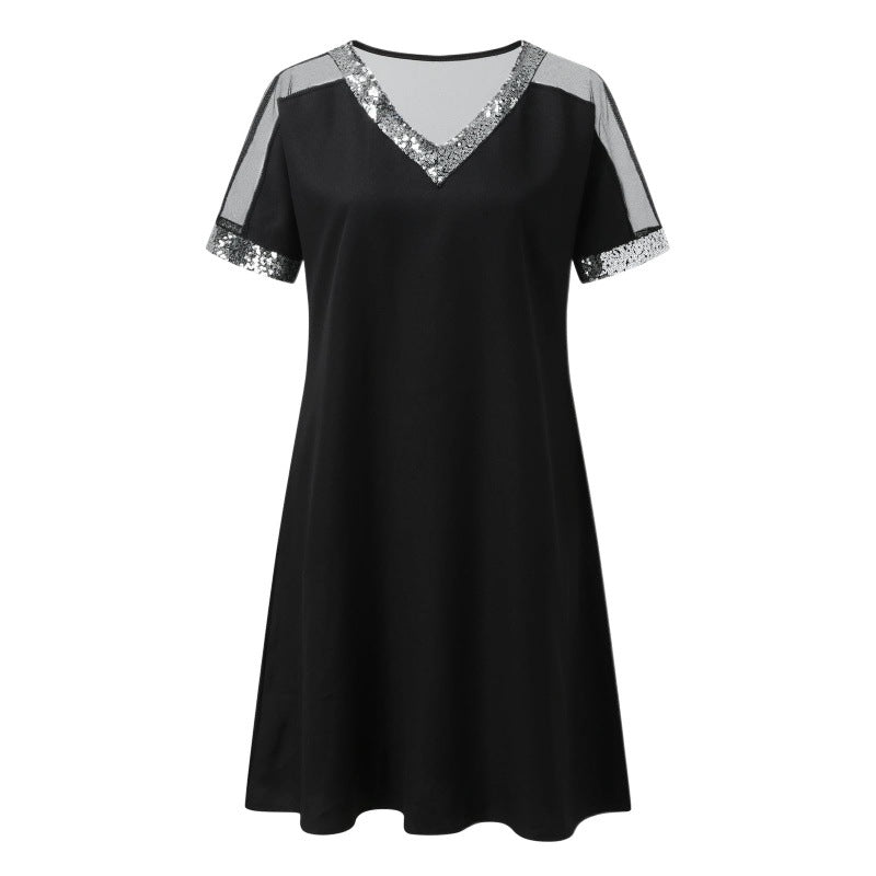 Damen CASUAL KLEID MIT TRANSPARENTEN ÄRMELN UND GLITZERVERZIERUNG Drune