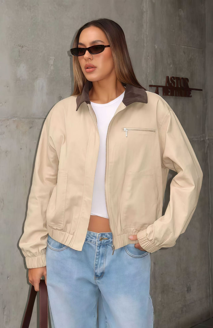 Damen Sportliche Utility-Jacke mit leichtem Material und hohem Kragen Drune