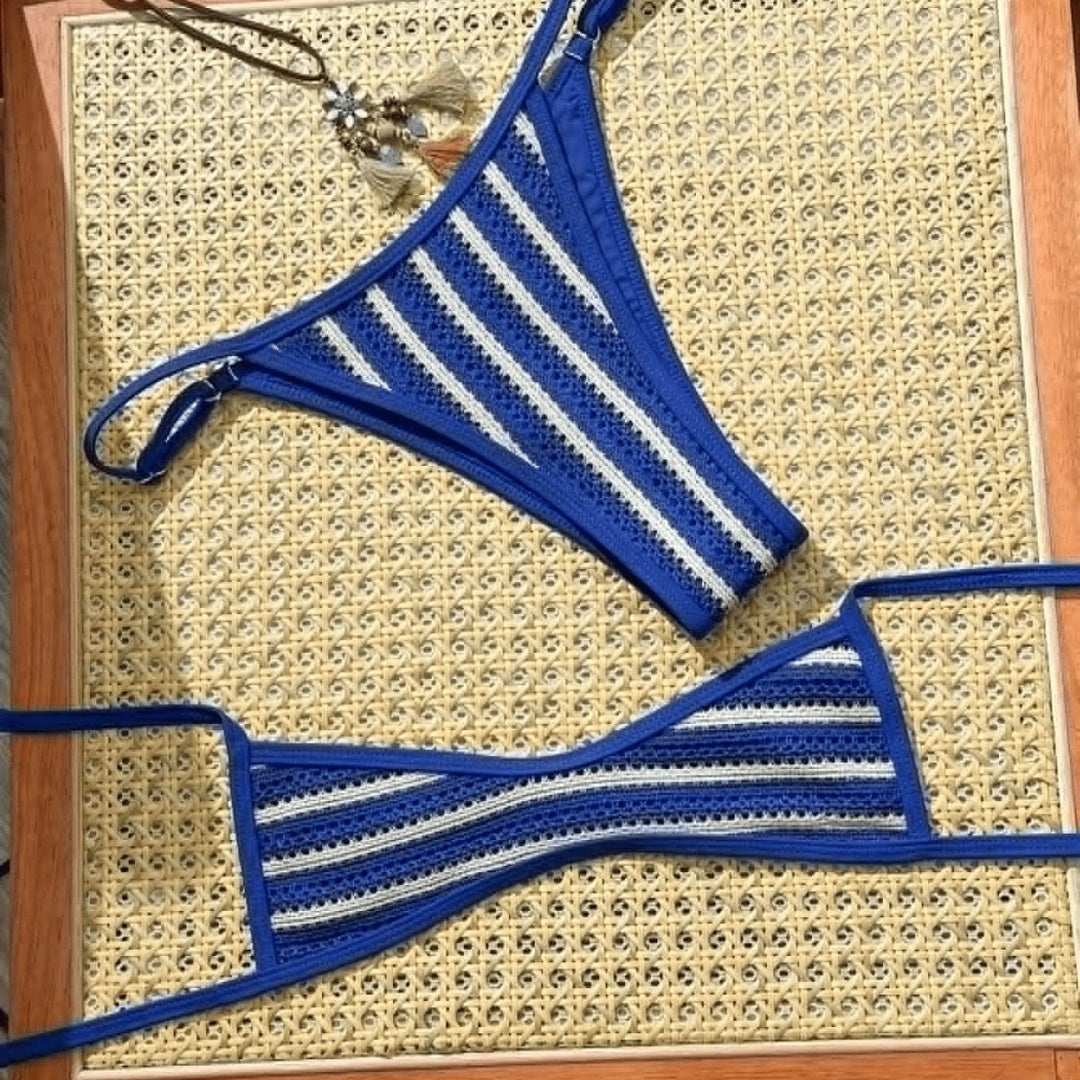 Damen Bikini-Set mit feiner Häkelstruktur und verstellbaren Trägern Drune