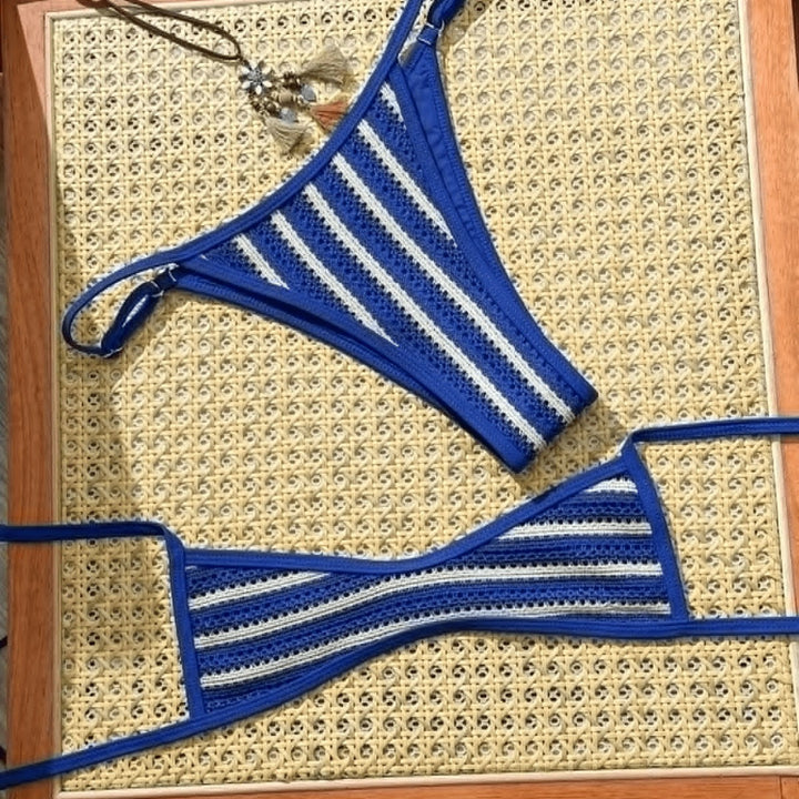 Damen Bikini-Set mit feiner Häkelstruktur und verstellbaren Trägern Drune