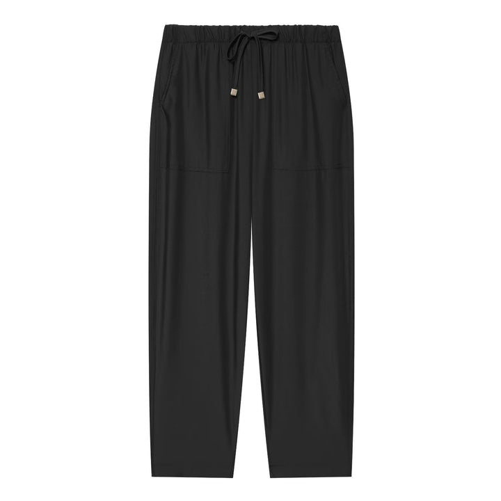 Damen Leichte Relaxed-Cropped-Loungehose mit Gummibund und Eingrifftaschen Drune