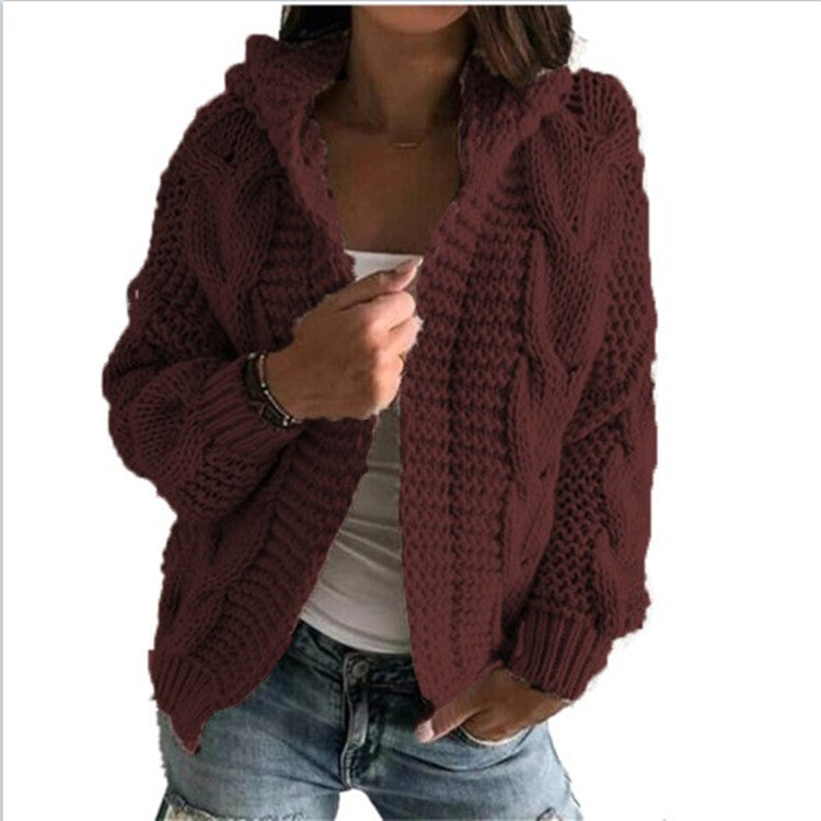 Damen Grobstrickcardigan mit offenem Kragen und voluminösen Ärmeln Drune