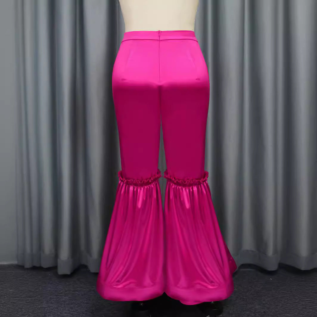 Damen elegante Palazzo-Hose mit Rüschendetails Drune