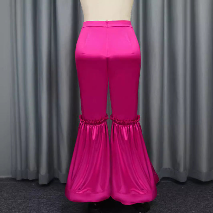 Damen elegante Palazzo-Hose mit Rüschendetails Drune