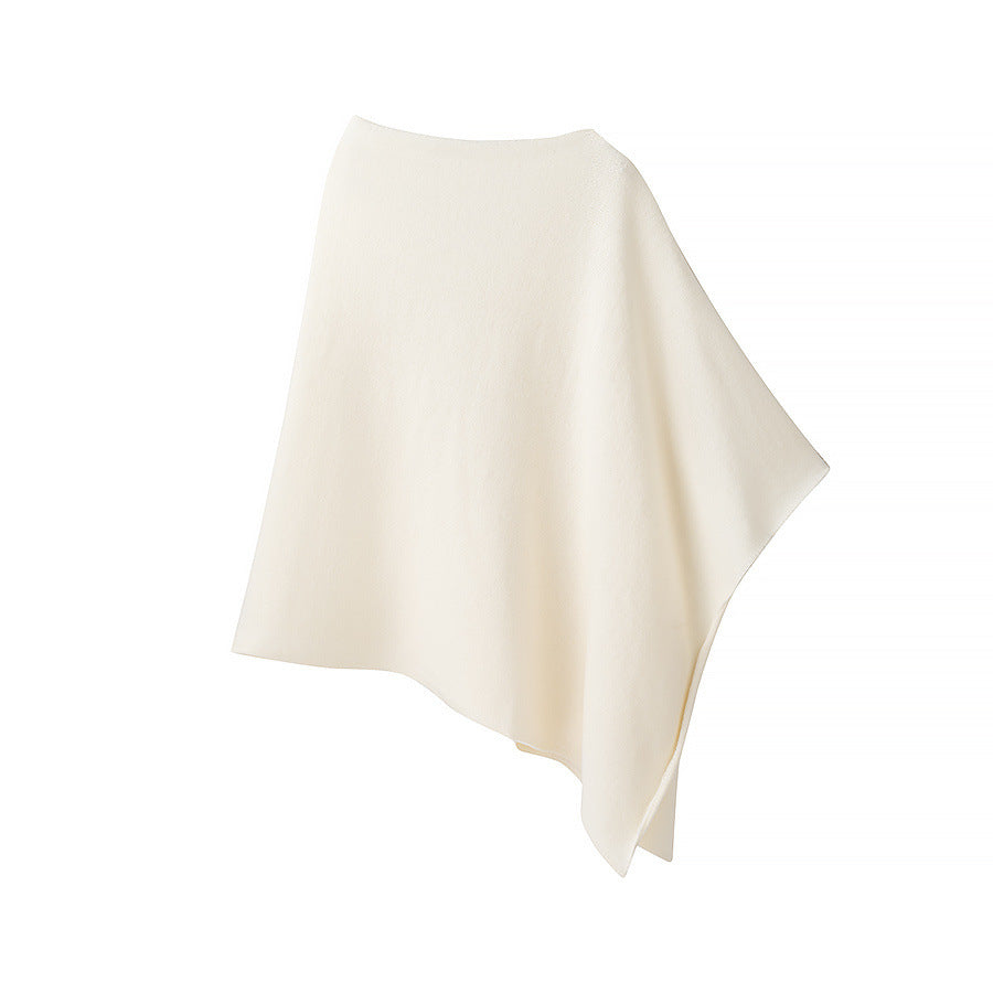 Damen nan asymmetrischer Strickponcho mit leichtem Fall, offener Seitenpartie und feiner Struktur Drune