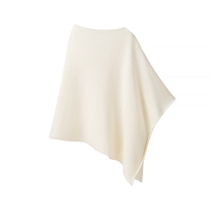 Damen nan asymmetrischer Strickponcho mit leichtem Fall, offener Seitenpartie und feiner Struktur Drune