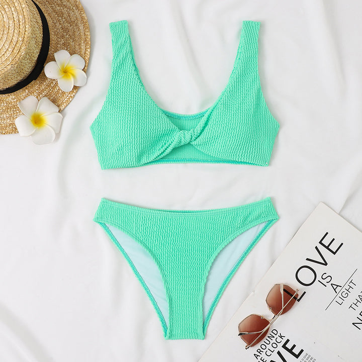 Damen Bikini-Set mit Twist-Design und hohem Taillenbund Drune