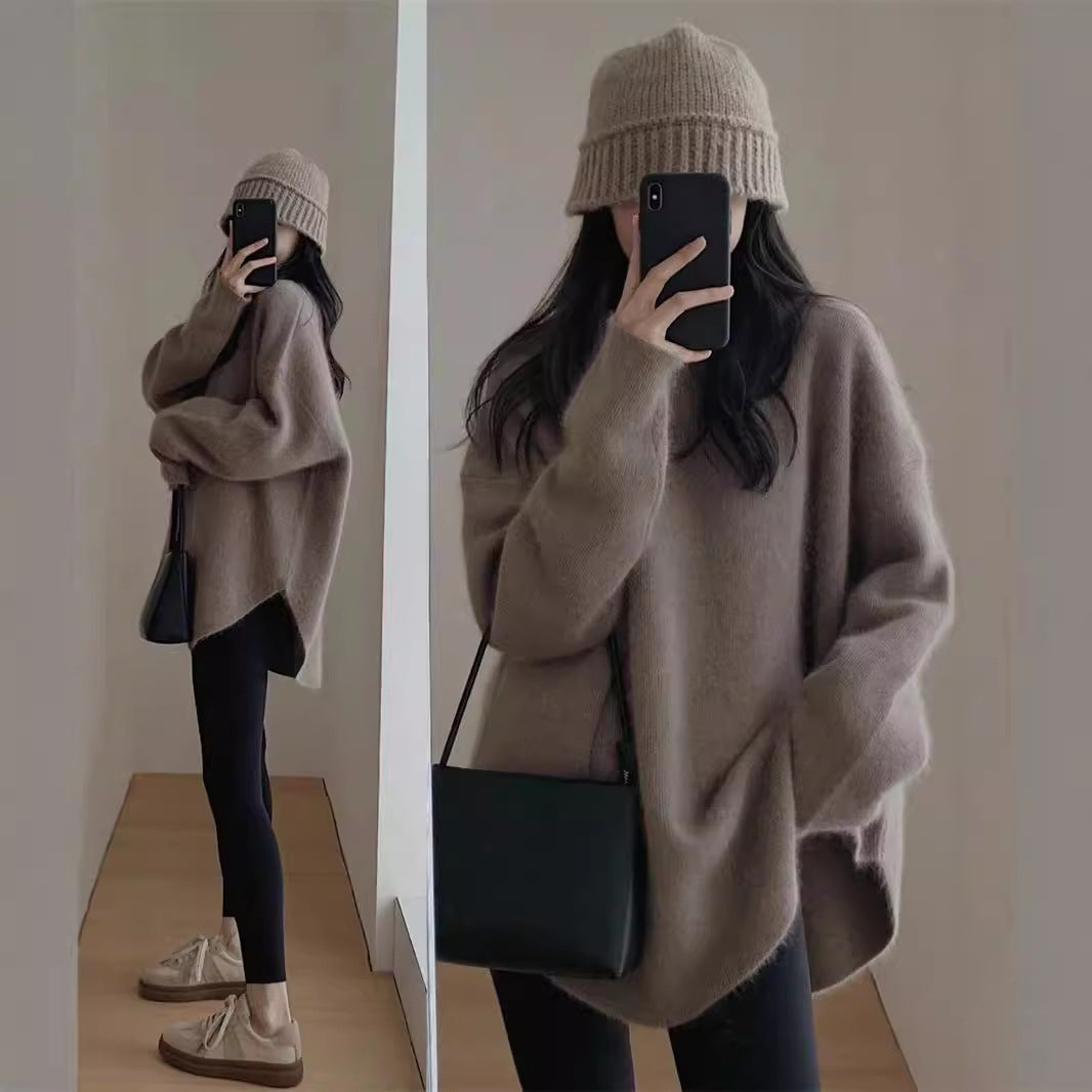 Damen Kuscheliger Oversized Pullover aus weichem Strickmaterial mit lässigem Schnitt Drune