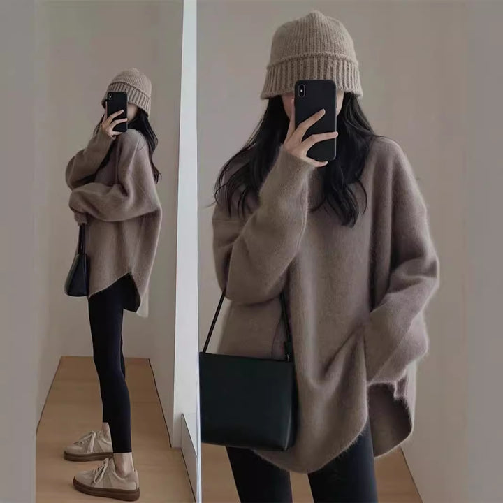 Damen Kuscheliger Oversized Pullover aus weichem Strickmaterial mit lässigem Schnitt Drune