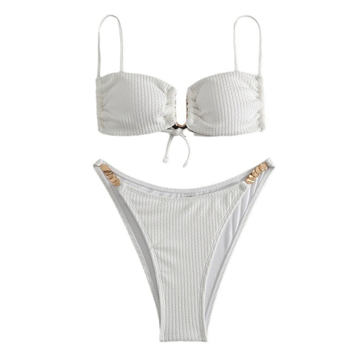 Damen Triangel-Bikini mit raffiniertem Rippendesign und verstellbaren Trägern Drune