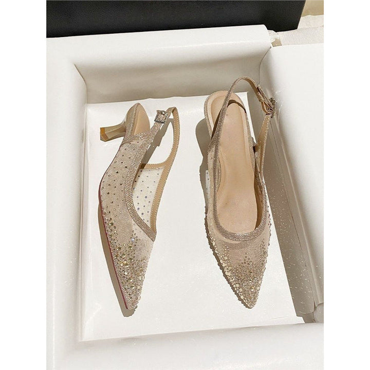 Damen elegante Slingback-Pumps mit funkelndem Netzdesign Drune