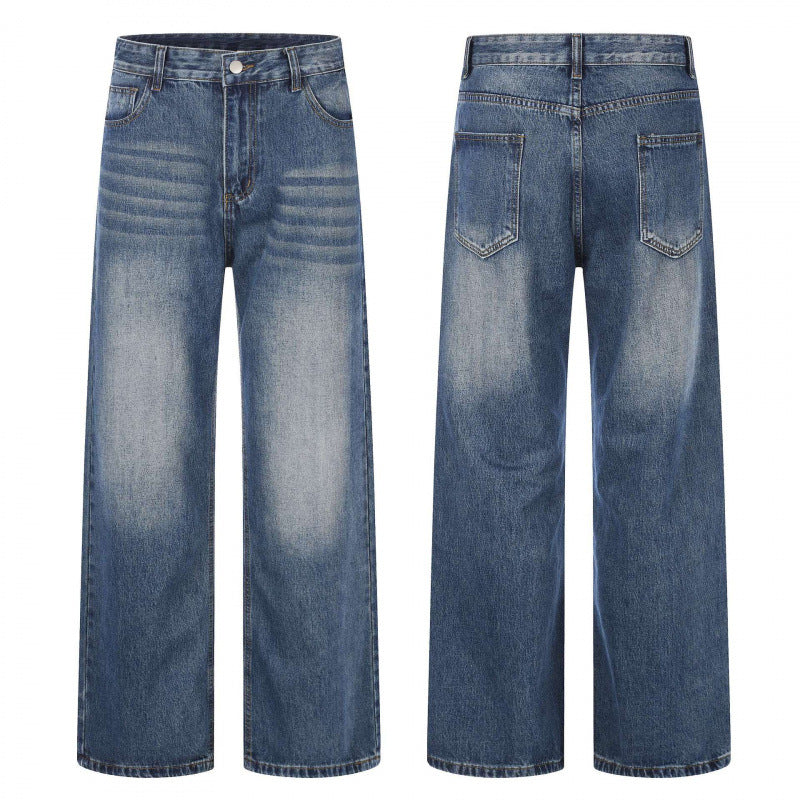 Damen Highwaist-Jeans mit weitem Bein und Vintage-Waschung Drune