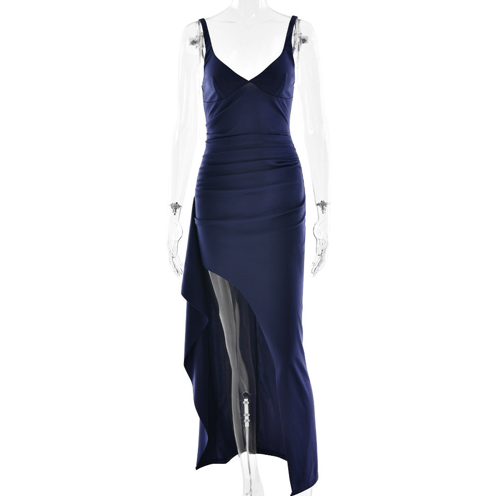 Damen Elegantes Maxikleid mit asymmetrischem Saum und figurbetonter Passform Drune
