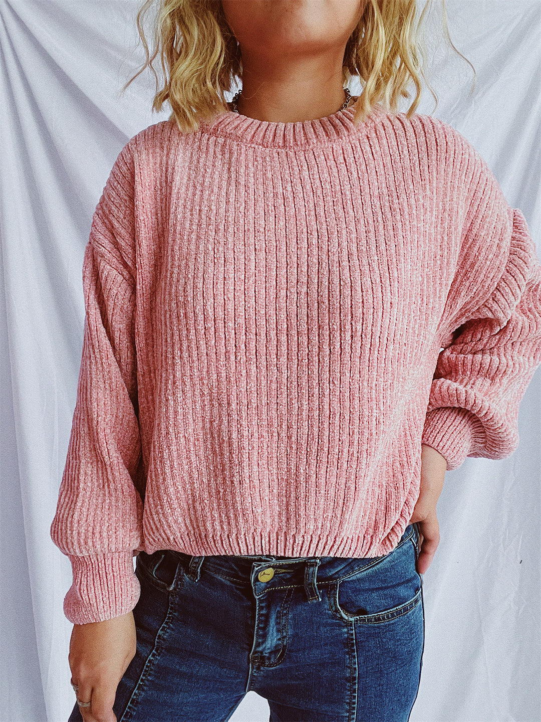 Damen Grobstrickpullover mit weitem Schnitt und strukturiertem Design Drune