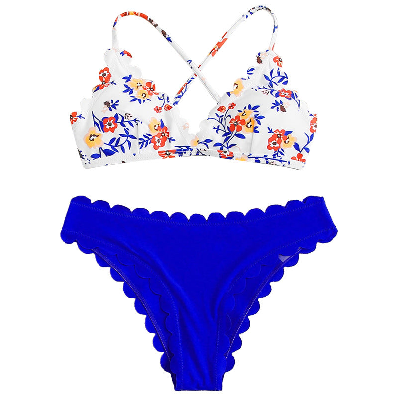 Damen Bikini-Set mit floralem Oberteil und hochtailliertem Slip Drune