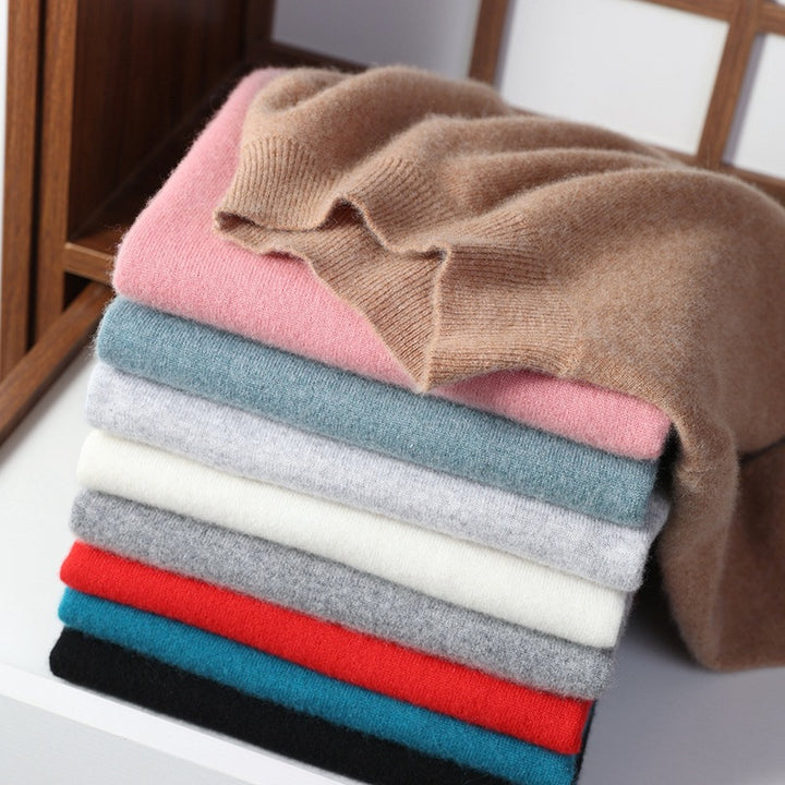 Damen Luxuriöser Kaschmir-Feinstrickpullover mit Stehkragen Drune