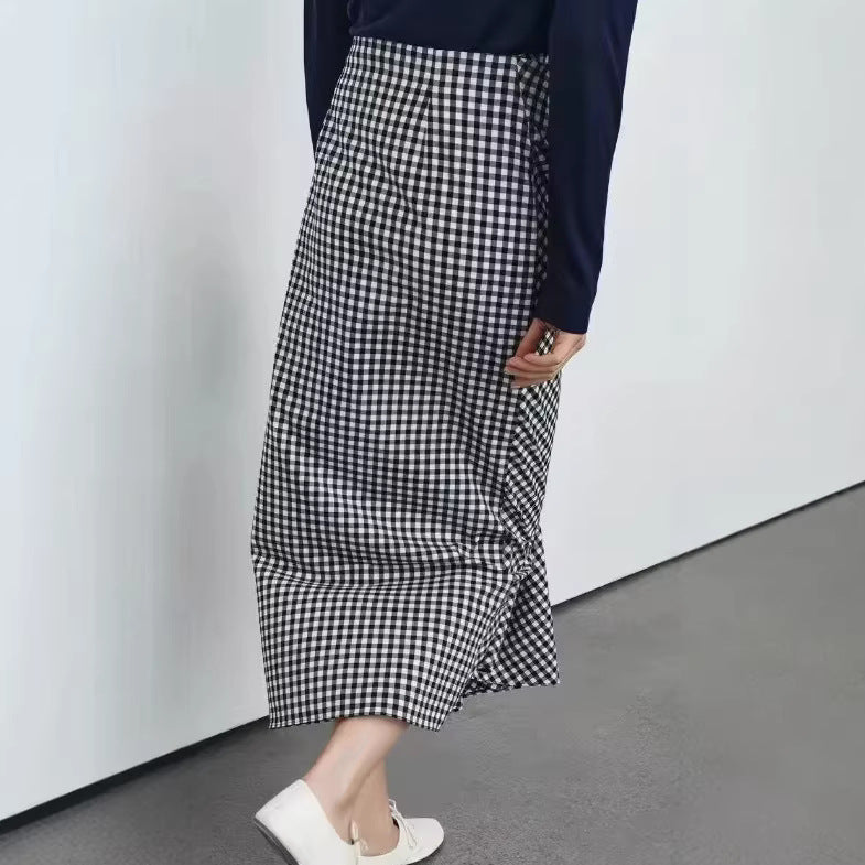 Damen Midirock mit Wickeldetail und Vichy-Karos Drune