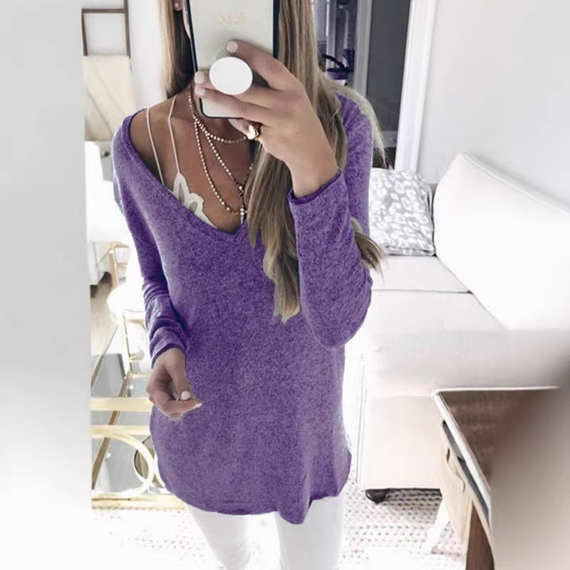 Damen feinstrick Tunika mit tiefem V-Ausschnitt und lässigem Oversized-Schnitt Drune