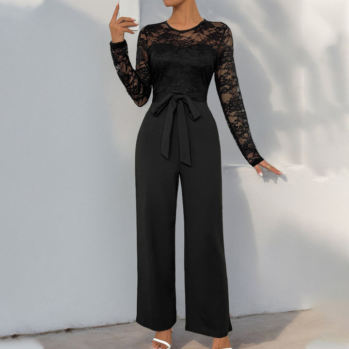 Damen Eleganter und vielseitiger Jumpsuit mit Spitzenoberteil Drune