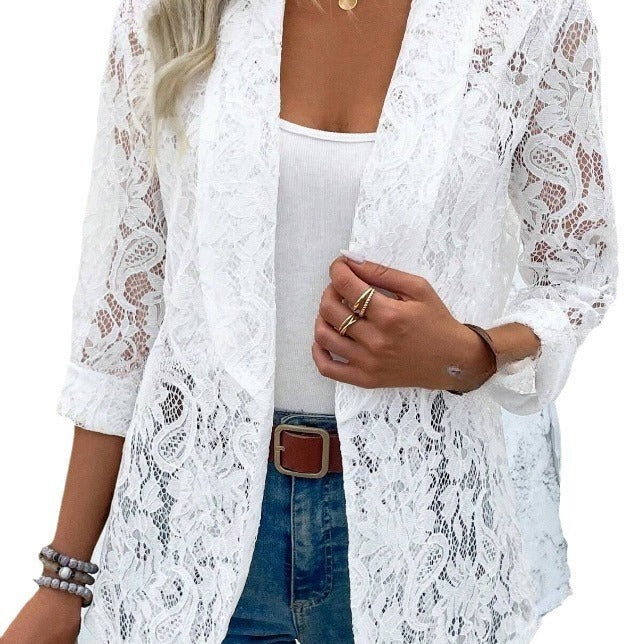 Damen elegante Spitzenjacke mit lässigem Schnitt Drune