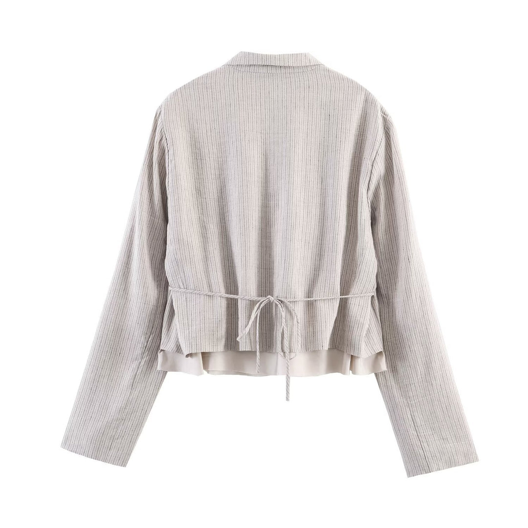 Damen Zweiteiliges Tailored-Set mit Cropped-Blazer und hochtaillierter Faltenhose Drune