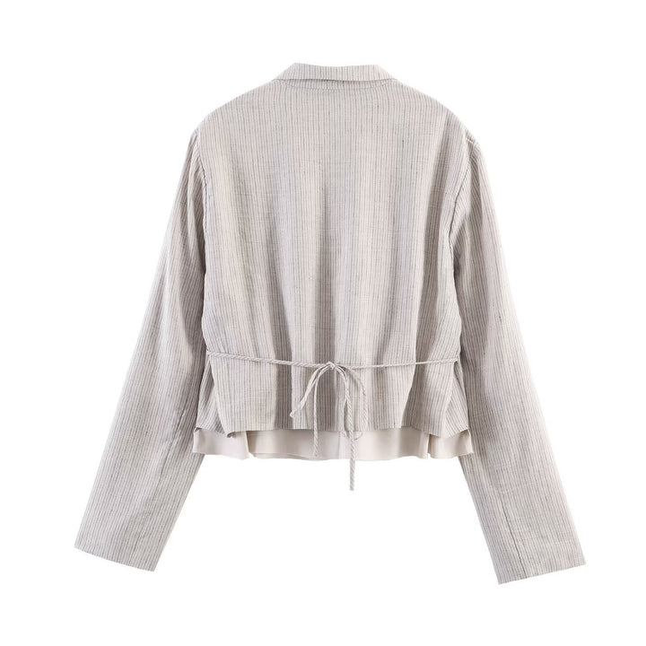 Damen Zweiteiliges Tailored-Set mit Cropped-Blazer und hochtaillierter Faltenhose Drune