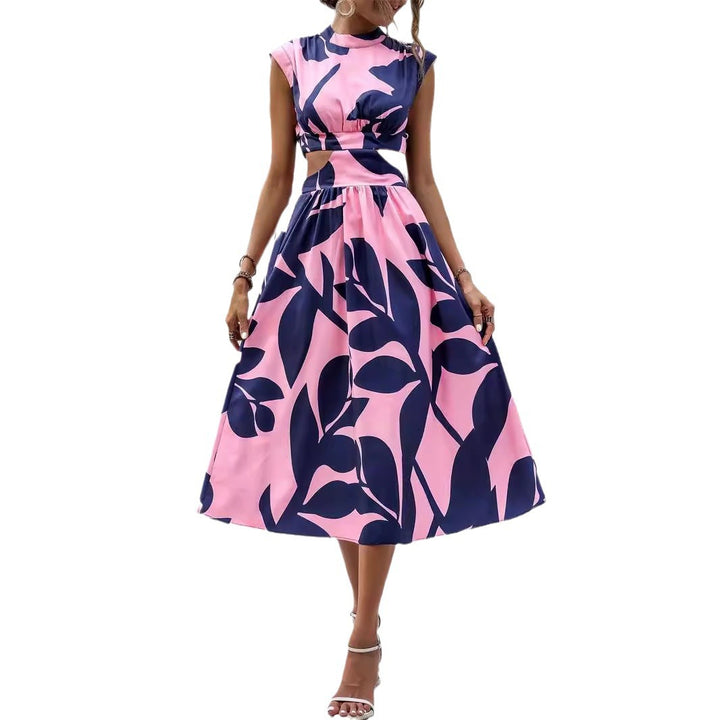 Damen Asymmetrisches Kleid mit Cut-Out-Details und floralem Design Drune
