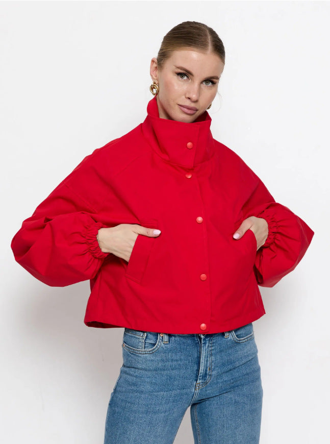 Damen Modische Kurzjacke mit hohem Kragen