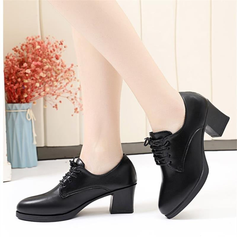Damen elegante Schnürschuhe mit komfortablem Blockabsatz und klassischem Schnitt Drune