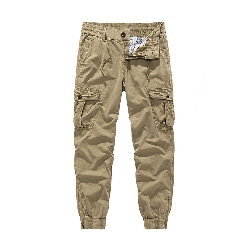 Herren Tapered-Cargo-Jogger aus Baumwoll-Twill mit elastischem Tunnelzugbund, Klapp-Utility‑Taschen und Knöchelreißverschlüssen Drune