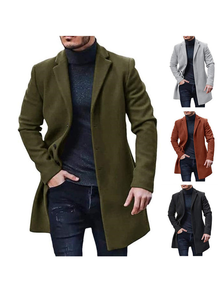 Herren eleganter Wollmantel mit schmalem Schnitt Drune